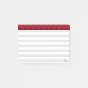 Post-it® Rayé argent et blanc avec en-tête bordeaux