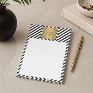 Post-it® Rayure Noir Blanc Or Minimaliste Moderne