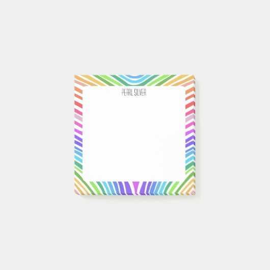 Post-it® Rayures arc-en-ciel personnalisées Monogramme chic (Devant)