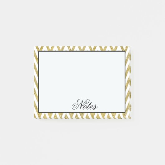 Post-it® Rayures de Chevron d'or (Devant)