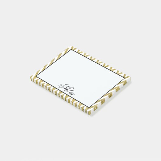Post-it® Rayures de Chevron d'or (Incliné)