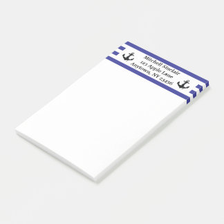 Post-it® Rayures de la marine avec ancres personnalisées
