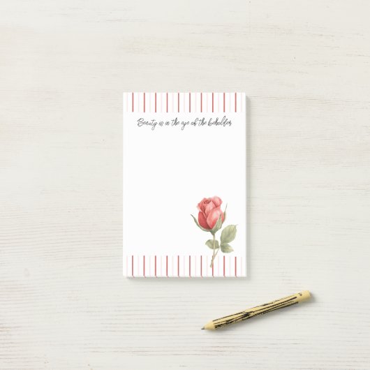 Post-it® Rayures de rose rouge (Sur un bureau)