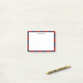 Post-it® Rayures de rouge et de bleu marine personnalisées (Sur un bureau)