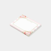 Post-it® Rayures et pivoines roses féminines II (Incliné)