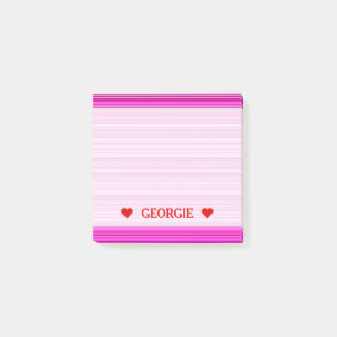 Post-it® Rayures/lignes motif et note magenta et roses de