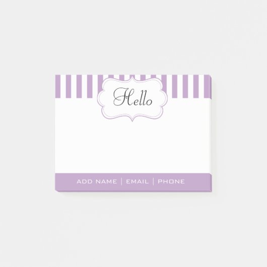 Post-it® Rayures mauve-clair de lavande - texte de (Devant)