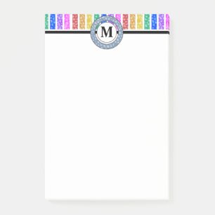 Post-it® Rayures Monogrammes Arc-en-ciel gaies et lumineuse