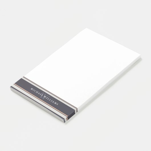 Post-it® Rayures neutres Monogrammes (Incliné)