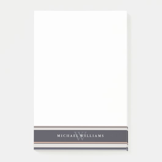 Post-it® Rayures neutres Monogrammes (Devant)