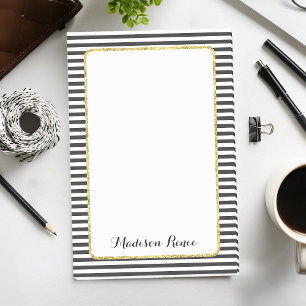 Post-it® Rayures noires et blanches Cadre en feuille d'or M