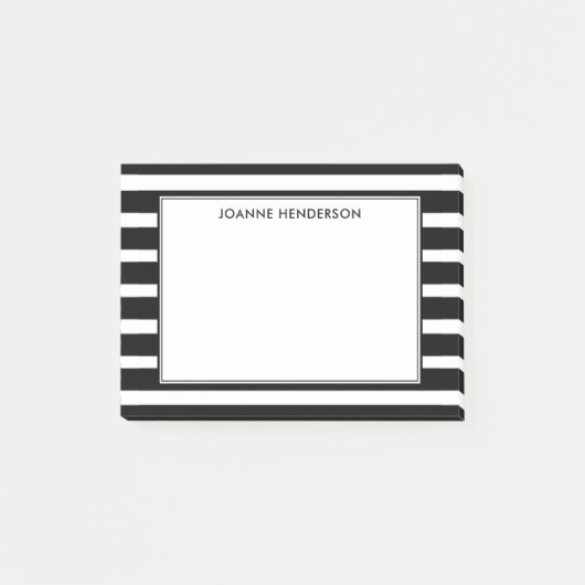 Post-it® Rayures noires et blanches élégantes modernes (Devant)