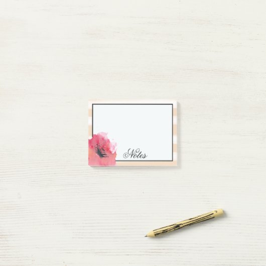 Post-it® Rayures romantiques simples florales (Sur un bureau)