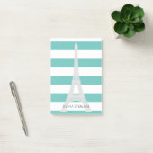 Post-it® Rayures turquoises et nom fait sur commande de (Bureau)