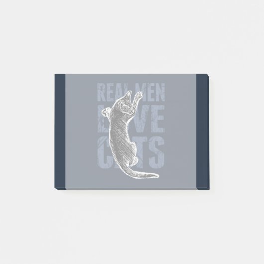 Post-it® Real Men Love Chats sur acier bleu (Devant)