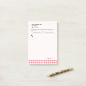 Post-it® Recettes Gingham Rose Pâle Vichy Féminin Mignon (Sur un bureau)