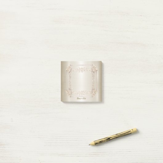 Post-it® Rectangle doré Fleurs Dimonées brillantes (Sur un bureau)