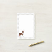 Post-it® Red And White Boston Terrier Cartoon Chien & Paws (Sur un bureau)