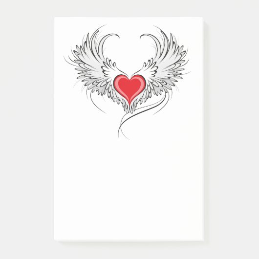 Post-it® Red Angel Coeur avec ailes (Devant)