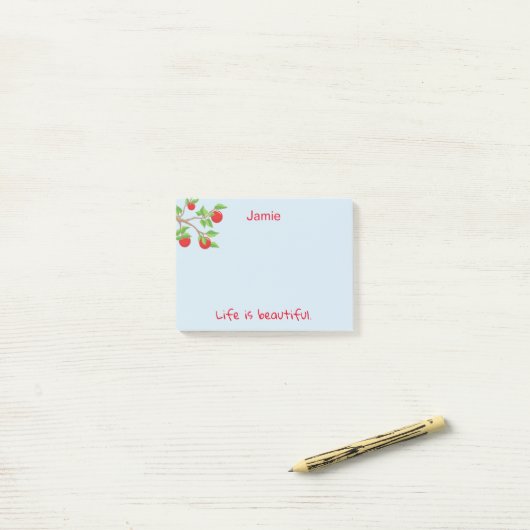 Post-it® Red Apple Branches La vie est belle (Sur un bureau)