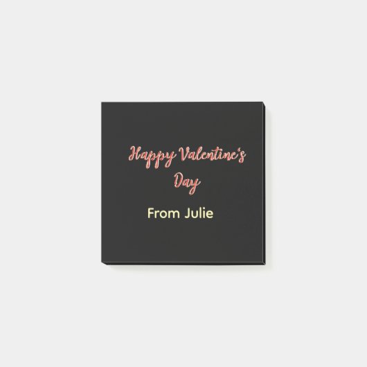 Post-it® Red black happy Valentine's day from name stylish (Devant)