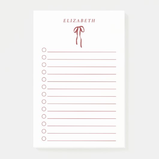 Post-it® Red Bow Holiday To-Do List Mini Notepad (Devant)
