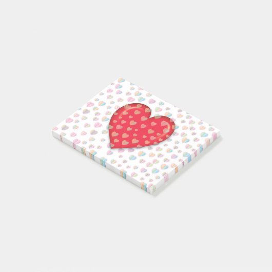 Post-it® red heart witkel pattern (Incliné)