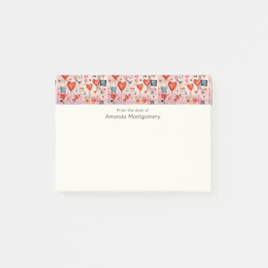Post-it® Red Hearts Whimsical Love Motif (Devant)