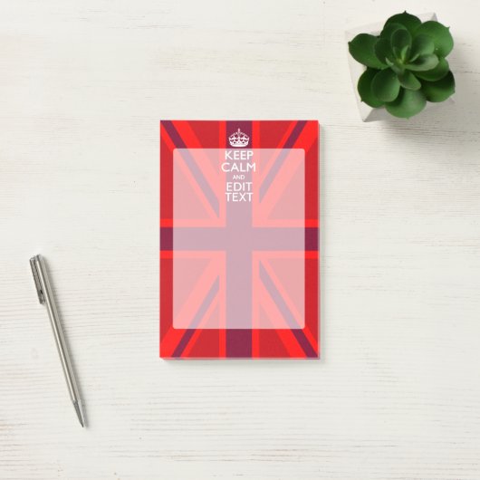 Post-it® Red Keep Calm Have Your Text on Union Jack Flag (Bureau)