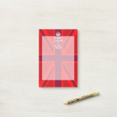 Post-it® Red Keep Calm Have Your Text on Union Jack Flag (Sur un bureau)