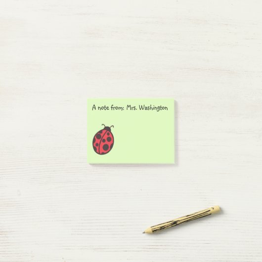 Post-it® Red Ladybug Teacher's Post It Notes Cadeau (Sur un bureau)