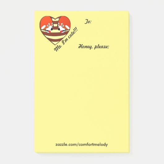Post-it® Red Panda Coeur d'amour (Devant)