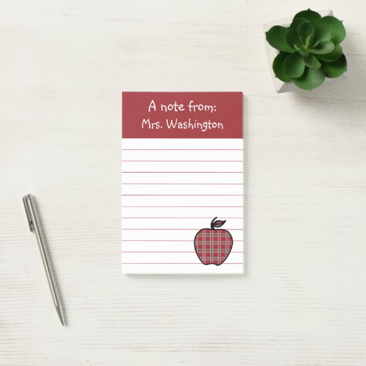 Post-it® Red Plaid Teacher's Apple Post Notes (Bureau)