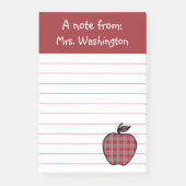 Post-it® Red Plaid Teacher's Apple Post Notes (Devant)