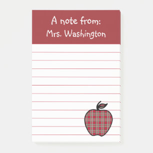 Post-it® Red Plaid Teacher's Apple Post Notes