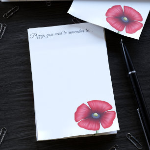Post-it® Red Poppy Flower Nom personnalisé White Post it No