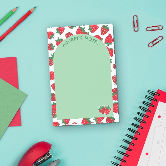 Post-it® Red Strawberry Motif Green Arche Ajouter un nom
