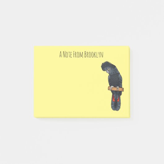 Post-it® Red-tailed black cockatoo bird cartoon (Devant)
