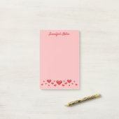 Post-it® Red Valentine's Day Hearts & Custom Text (Sur un bureau)