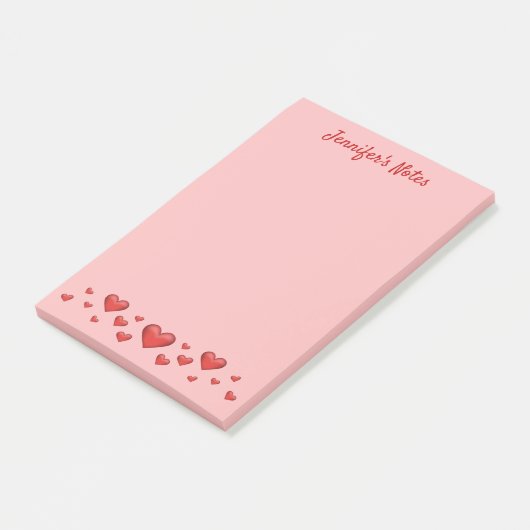 Post-it® Red Valentine's Day Hearts & Custom Text (Incliné)