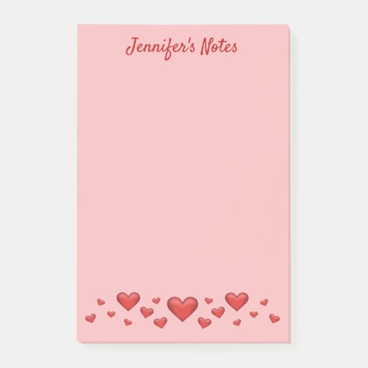 Post-it® Red Valentine's Day Hearts & Custom Text (Devant)