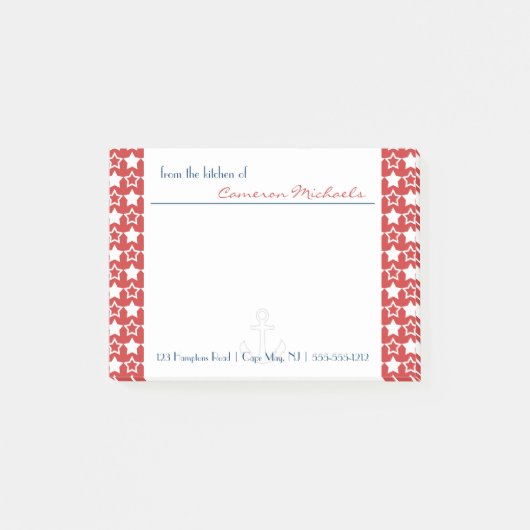 Post-it® Red White Blue Patriotic Stars Motif Monogramme (Devant)