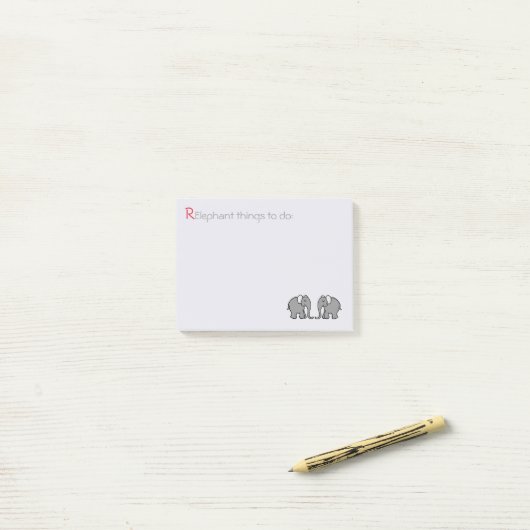 Post-it® "RElephant to Do" Grey Cute Elephant Pair (Sur un bureau)