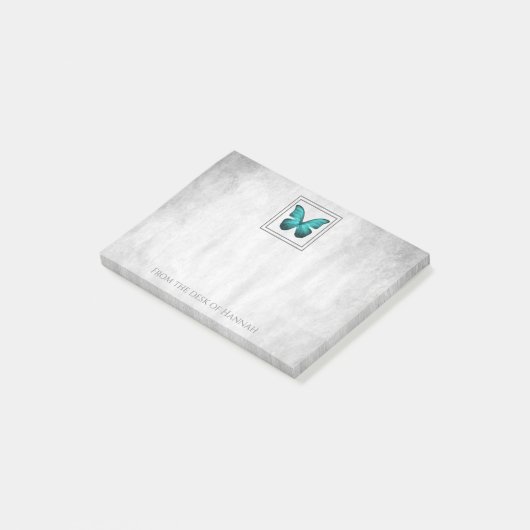 Post-it® Remarques personnalisées de papillon turquoise (Incliné)