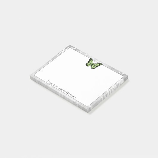 Post-it® Remarques sur papillon vert brillant (Incliné)