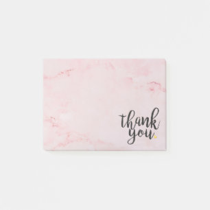 Post-it® Remerciement Or Amour Cœur Marbre Rose