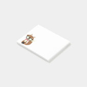 Post-it® Renard Brun Hipster avec Nœud Papillon et Lunettes (Incliné)