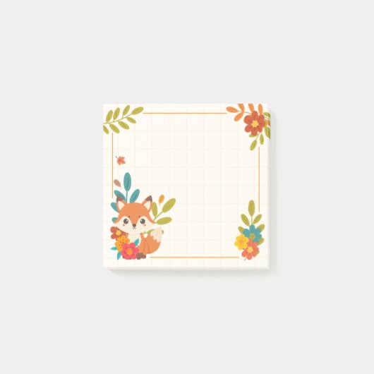 Post-it® Renard D'Automne Feuilles Et Fleurs (Devant)