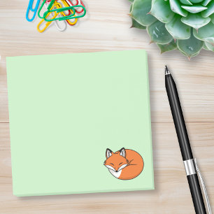 Post-it® Renard de dessin animé endormi sur fond vert