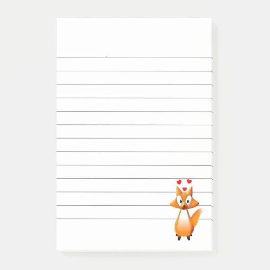 Post-it® Renard de dessin animé mignon à contour (Devant)